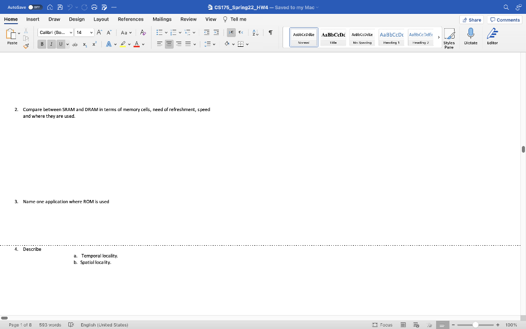 Autosave Of A Vo Cs175 Spring22 Hw4 Saved To My Mac Home Insert Draw Design Layout References Mailings Review View Tel 1