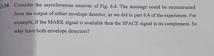 2 18 Consider The Asynchronous Receiver Of Fig 6 4 The Message Could Be Reconstructed From The Output Of Either Envelo 1
