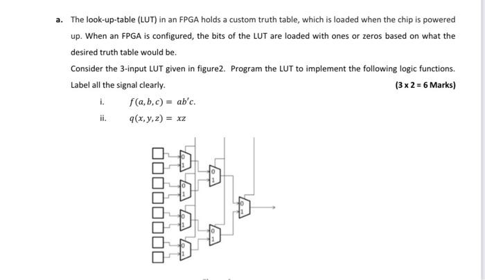 A The Look Up Table Lut In An Fpga Holds A Custom Truth Table Which Is Loaded When The Chip Is Powered Up When An F 1