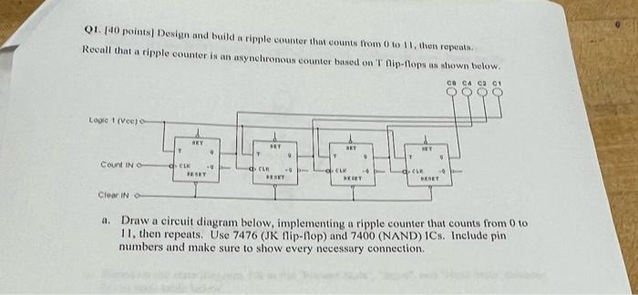 01 40 Points Design And Build A Ripple Counter That Counts From 0 To 11 Thon Repeat Recall That A Ripple Counter Is A 1