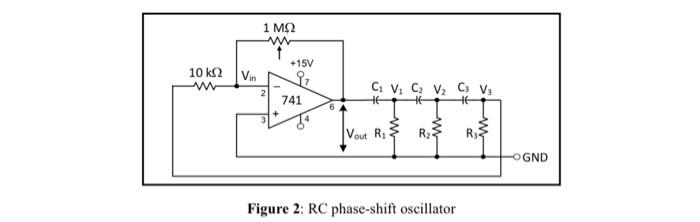 1 M2 W 10 K2 Vin 15v 27 741 2 C V C V2 Cv 6 Vout R R2 Rys Ognd Figure 2 Rc Phase Shift Oscillator 1 5 K 2 1 K92 W 1