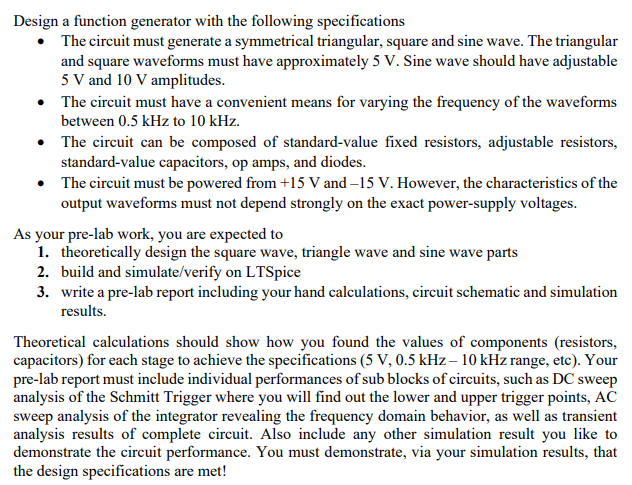 Design A Function Generator With The Following Specifications The Circuit Must Generate A Symmetrical Triangular Squa 1