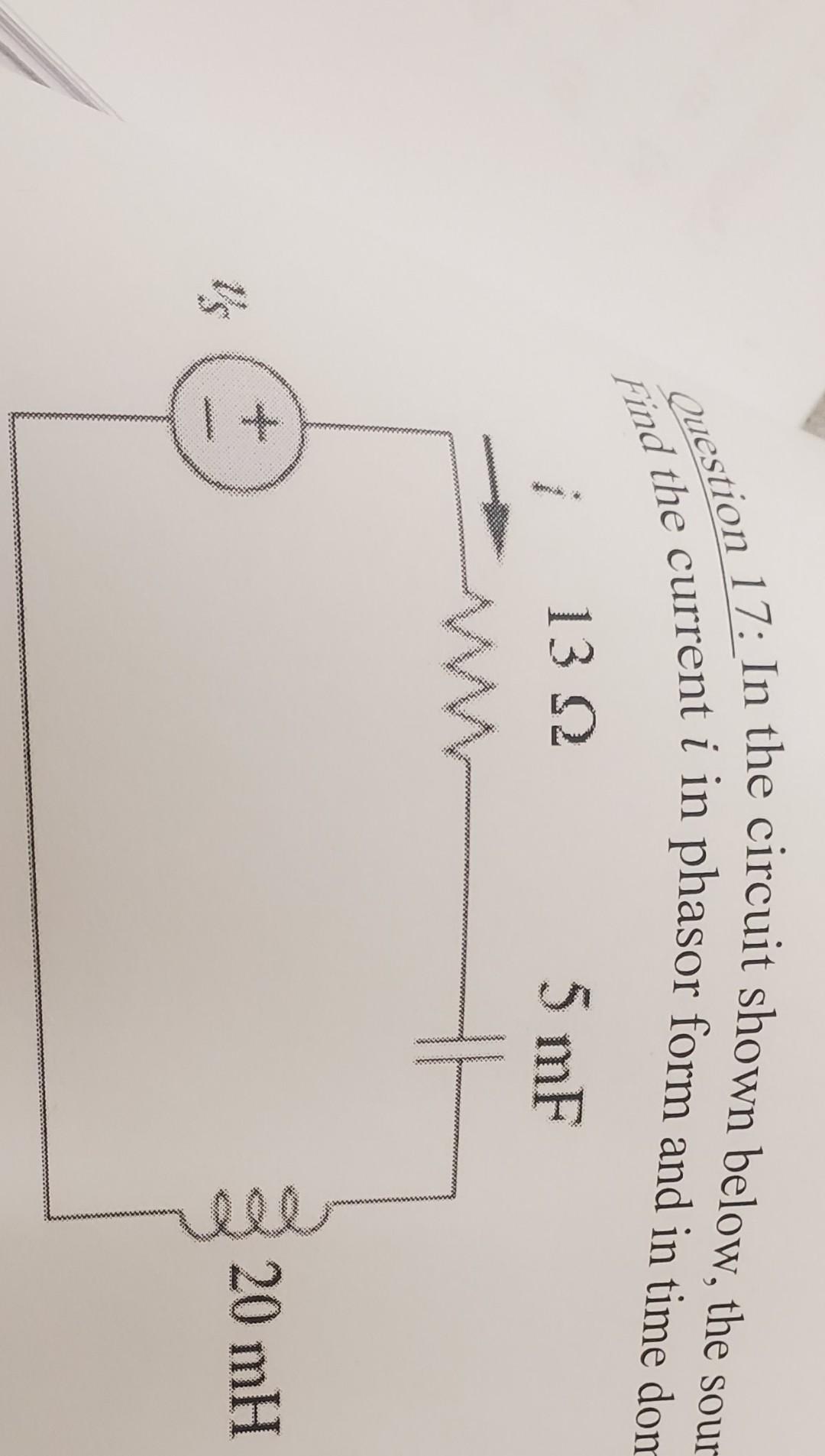 Own Below The Source Voltage Is Given By V 115 Cos 2001 V Orm And In Time Domain Form Mf 20 Mh Own Below The Sou 3
