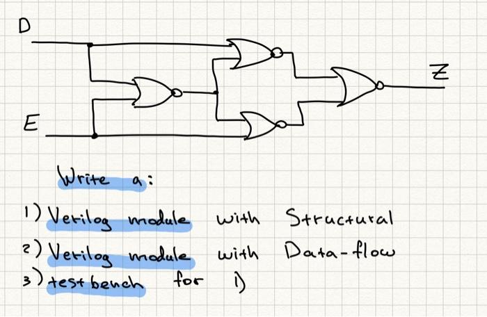 D Z Z E Write Ai 1 Verilog Module Structural 2 Verilog Module With Data Flow 3 Test Bench For 1 With 3 1