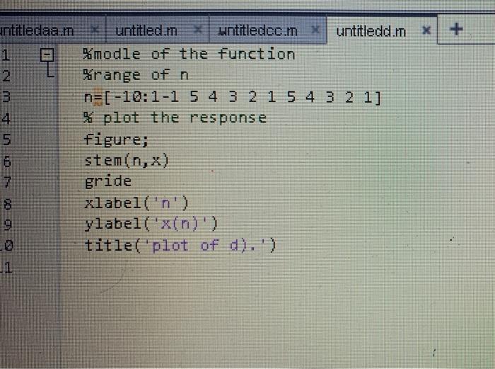 Signal And System By Using Mathlab I Get This Solution From One Of Your But It Wasent Corrct Code I Get This Solution F 4