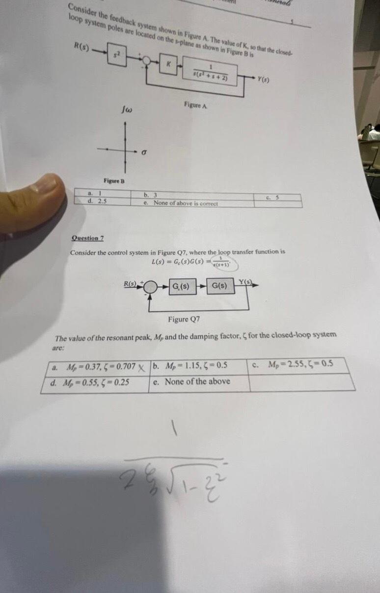 Consider The Feedback System Shown In Figure A The Value Of K Co That The Closed Loop System Poles Are Located On The 1