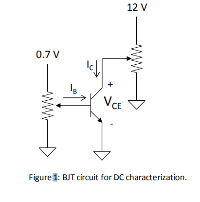 12 V 0 7 V Ich Win Vce Figure 1 Bjt Circuit For Dc Characterization 1