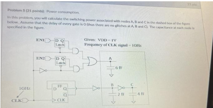 Please Calculate Total Power Dissipation For Following Circuit Explain Briefly The Steps For Computing Switching Activ 1