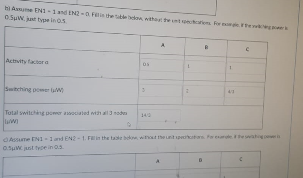 Please Calculate Total Power Dissipation For Following Circuit Explain Briefly The Steps For Computing Switching Activ 2