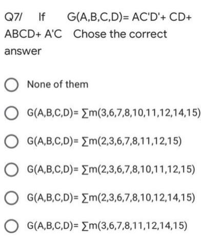 Q71 If G A B C D Ac D Cd Abcd A C Chose The Correct Answer None Of Them G A B C D M 3 6 7 8 10 11 12 14 15 G A 2