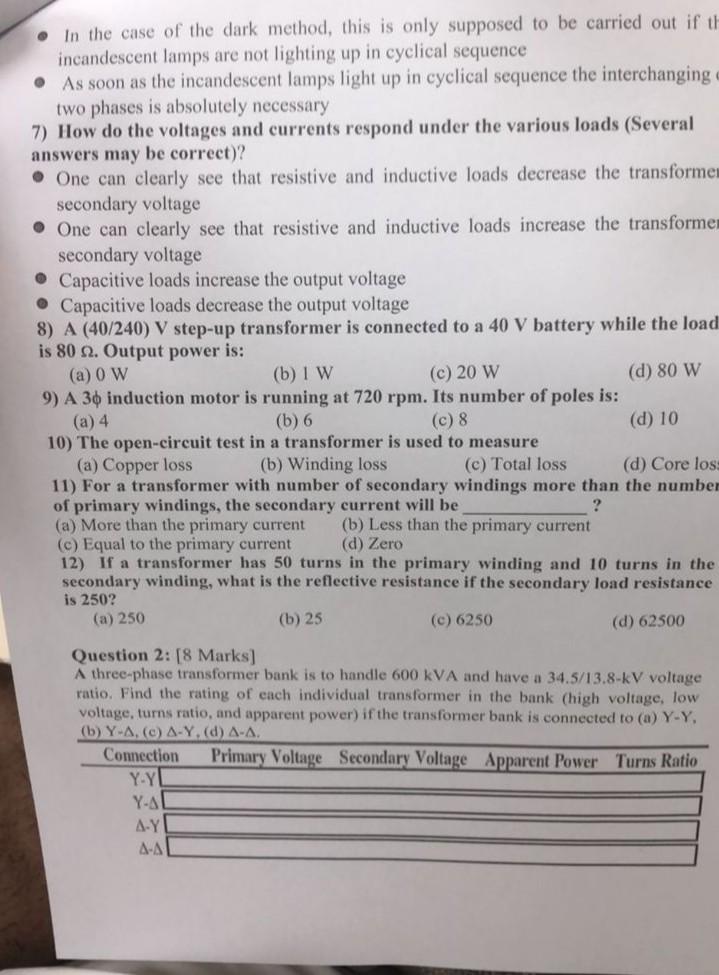 In The Case Of The Dark Method This Is Only Supposed To Be Carried Out If Th Incandescent Lamps Are Not Lighting Up I 1