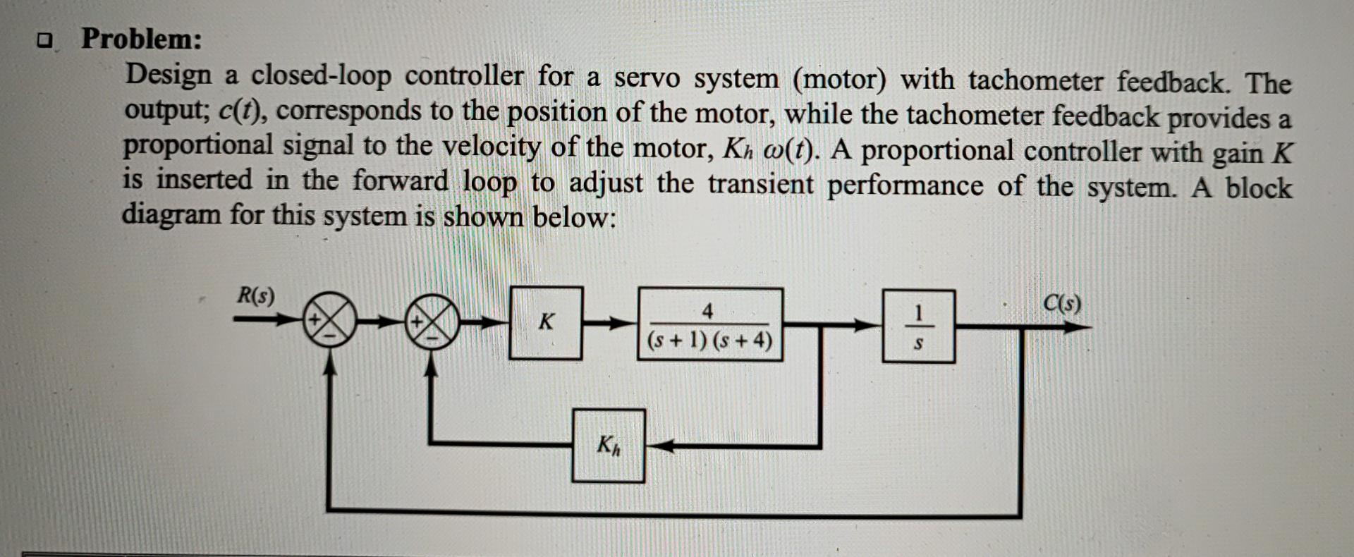 Task 3 Choose Two Suitable Values For The Controller Gain K And Kn Such That The System Will Be Approximated By A D 4