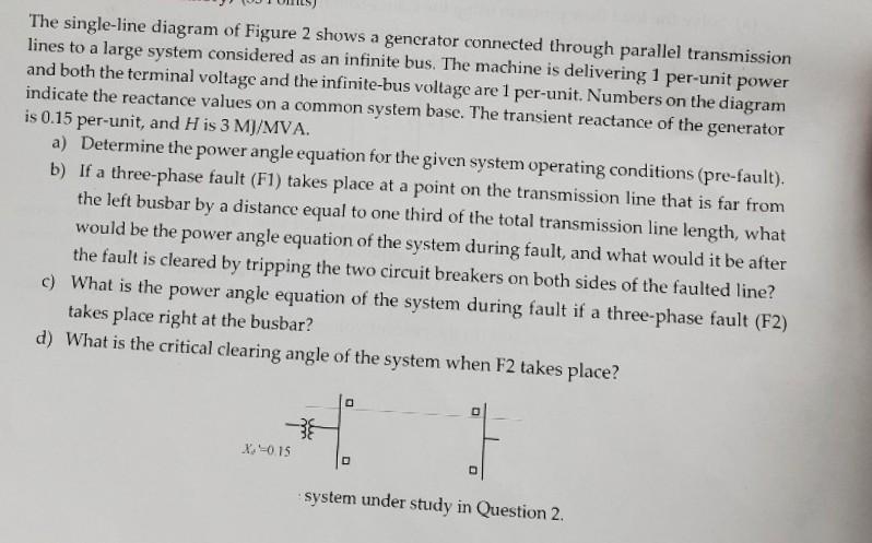 The Single Line Diagram Of Figure 2 Shows A Generator Connected Through Parallel Transmission Lines To A Large System Co 1