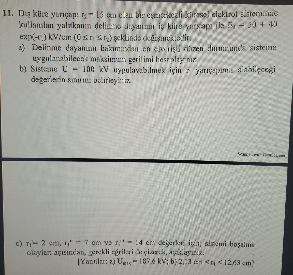 11 The Puncture Strength Of The Insulator Used In A Concentric Spherical Electrode System With Outer Sphere Radius R2 1 1