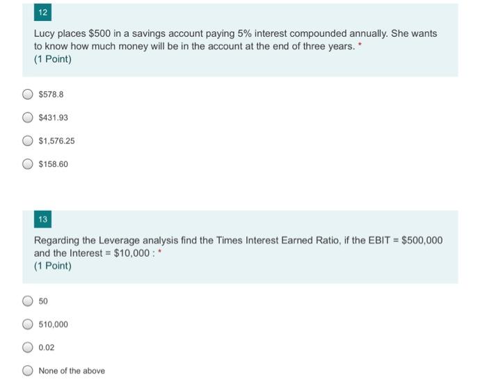 12 Lucy Places 500 In A Savings Account Paying 5 Interest Compounded Annually She Wants To Know How Much Money Will B 1
