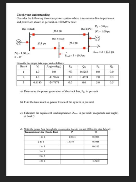47 Check Your Understanding Consider The Following Three Bus Power System Where Transmission Line Impedances And Power A 1