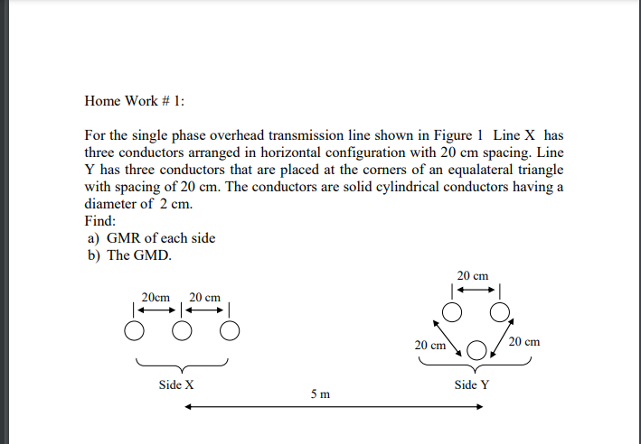 Home Work 1 For The Single Phase Overhead Transmission Line Shown In Figure 1 Line X Has Three Conductors Arranged In 1