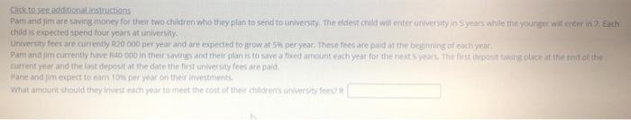Click To See Alinstructions Pam And Jim Are Saving Money For Their Two Children Who They Plan To Send To University The 1