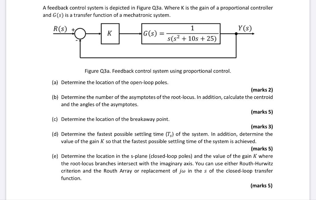 A Feedback Control System Is Depicted In Figure Q3a Where K Is The Gain Of A Proportional Controller And G S Is A Tran 1