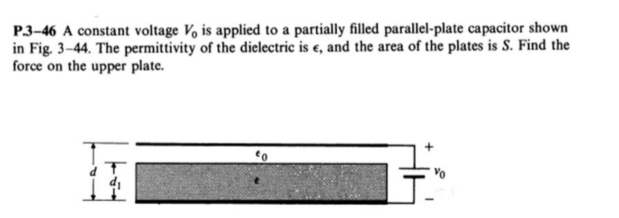 P 3 46 A Constant Voltage V Is Applied To A Partially Filled Parallel Plate Capacitor Shown In Fig 3 44 The Permittiv 1