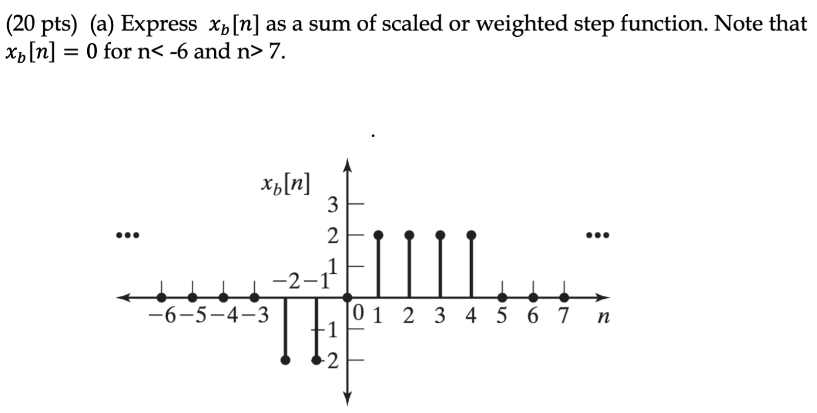 20 Pts A Express Xp N As A Sum Of Scaled Or Weighted Step Function Note That Xp N 0 For N 6 And N 7 X N 1