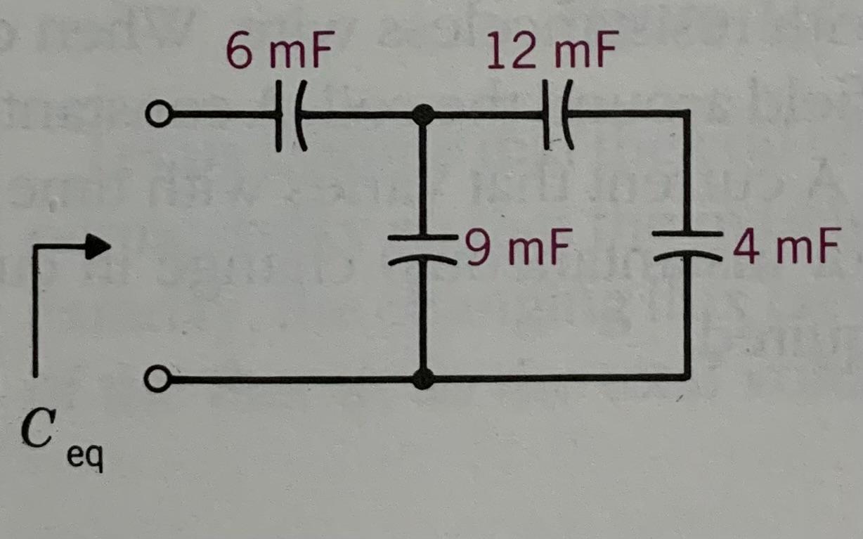 Find The Equivalent Capacitance For The Following Circuit A Ct 12 Mf B Ct 9 Mf C Ct 6 Mf D Ct 4 Mf 1