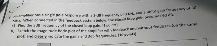 6 An Amplifier Has A Single Pole Response With A 3 Db Frequency Of 3 Khz And A Unity Gain Frequency Of 30 Mhz When Conn 1