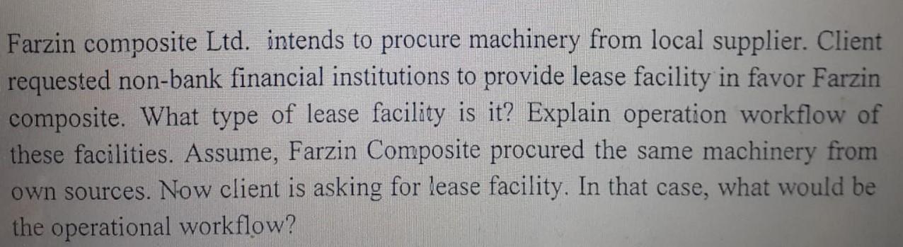 Farzin Composite Ltd Intends To Procure Machinery From Local Supplier Client Requested Non Bank Financial Institutions 1