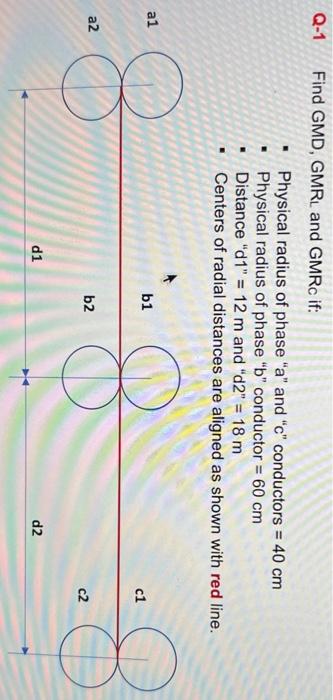 Q 1 Find Gmd Gmrl And Gmrc If Physical Radius Of Phase A And C Conductors 40 Cm Physical Radius Of Phase B C 1