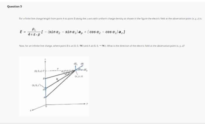 Question 5 For Afinitetne Charge Length From Poies A To Point Baling The Deals With Uniform Charge Density As Shown In 1