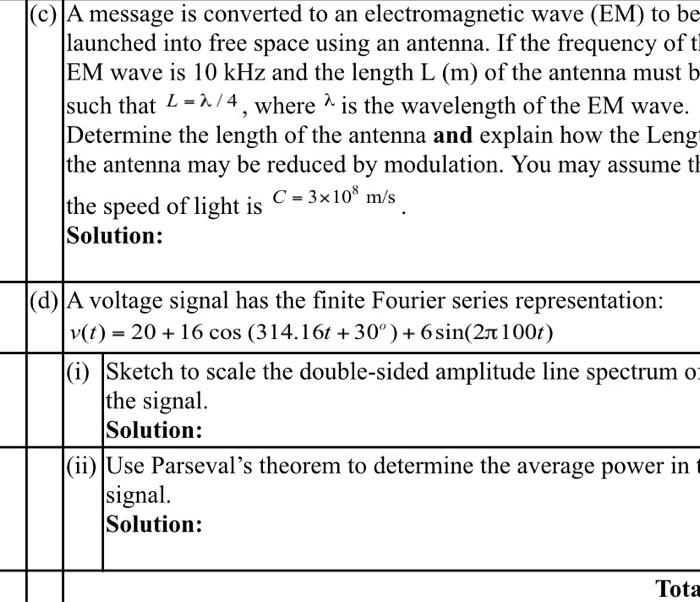 C A Message Is Converted To An Electromagnetic Wave Em To Be Launched Into Free Space Using An Antenna If The Frequ 1