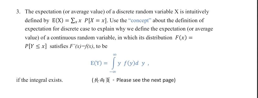 3 The Expectation Or Average Value Of A Discrete Random Variable X Is Intuitively Defined By E X Xxx P X X U 1