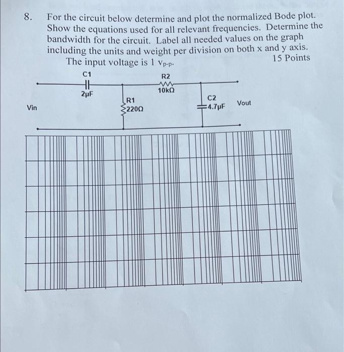 8 For The Circuit Below Determine And Plot The Normalized Bode Plot Show The Equations Used For All Relevant Frequenci 1