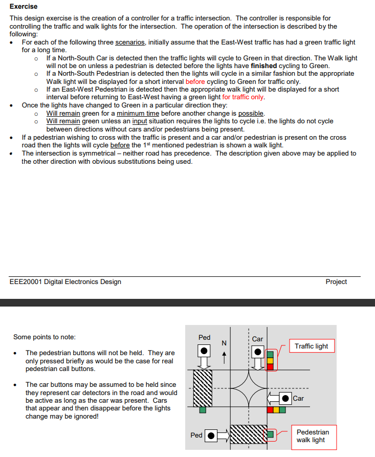 Exercise This Design Exercise Is The Creation Of A Controller For A Traffic Intersection The Controller Is Responsible 1