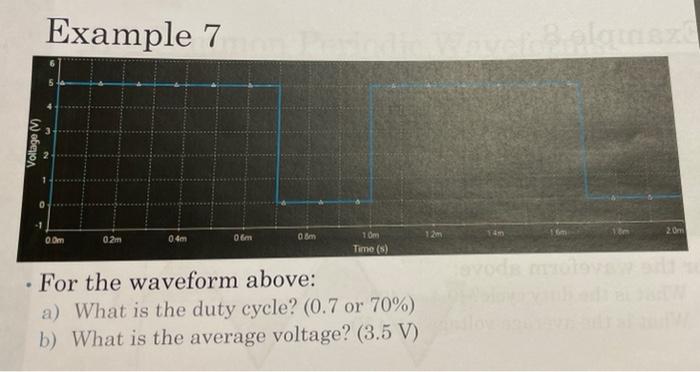 Example 7 Voilage 0 1 20 127 16 O Om 0 2m 0 4m 06m 08 10m Time 5 For The Waveform Above A What Is The Duty Cycle 1