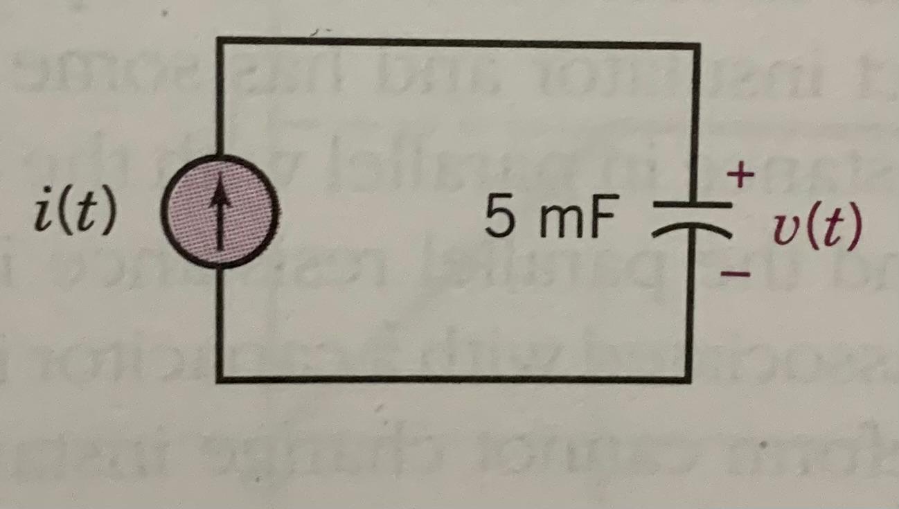 The Circuit Current I T Is 0 For T 0 And I T 2 2 Cos 5t Ma For T 0 The Initial Capacitor Voltage Is 1 5v Deter 1