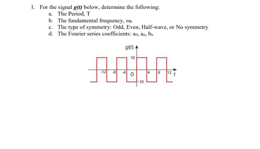 1 For The Signal G 0 Below Determine The Following A The Period T B The Fundamental Frequency O C The Type Of S 1