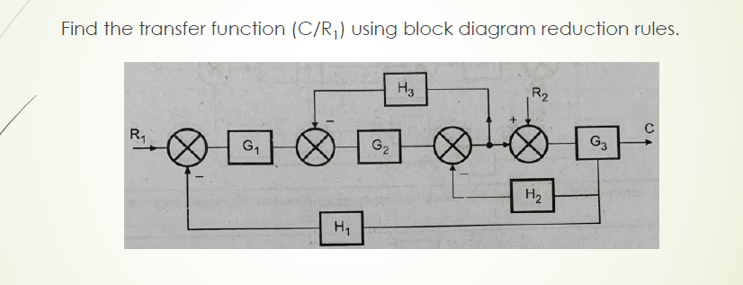 Find The Transfer Function C R Using Block Diagram Reduction Rules H R2 R1 G G2 G3 H2 H 1
