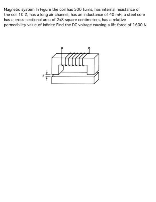 Magnetic System In Figure The Coil Has 500 Turns Has Internal Resistance Of The Coil 10 2 Has A Long Air Channel Has 1