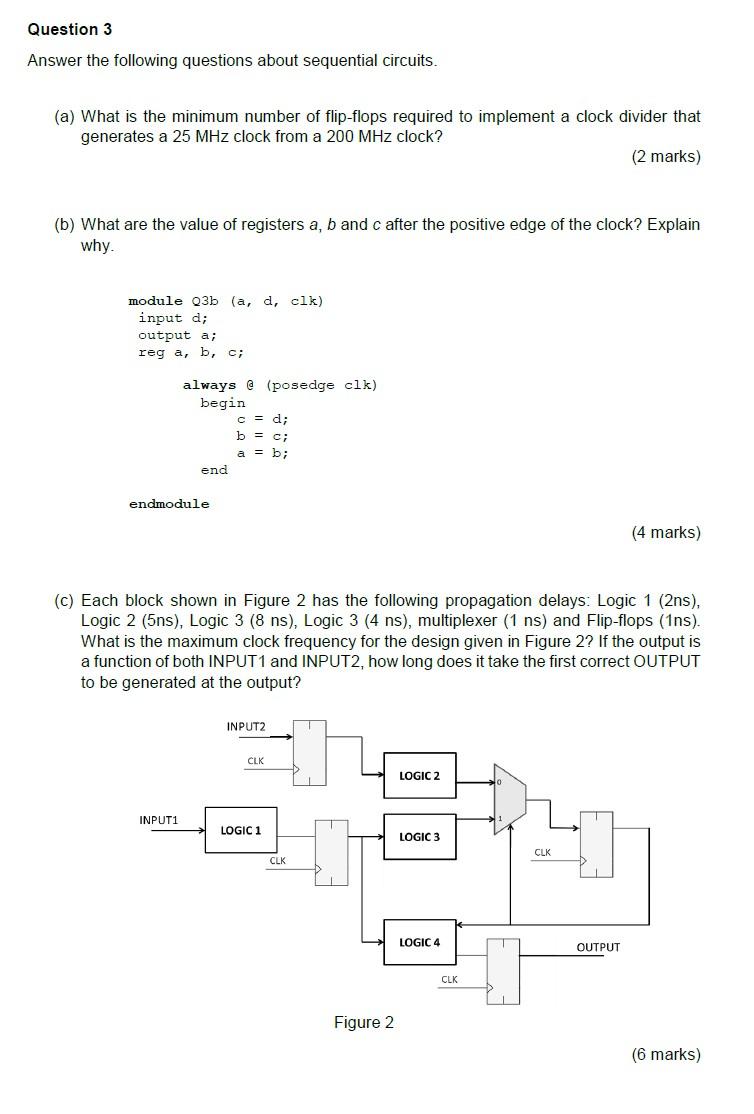 Question 3 Answer The Following Questions About Sequential Circuits A What Is The Minimum Number Of Flip Flops Requir 1