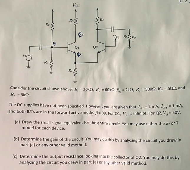 1 M Voc R Rc R Th Vrbre Lo Q1 Q2 R Consider The Circuit Shown Above R 20k12 R 60k12 R 2k12 R 50082 R 1