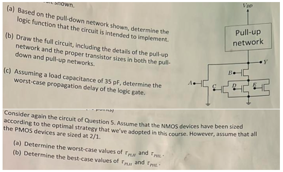 Vop Snown A Based On The Pull Down Network Shown Determine The Logic Function That The Circuit Is Intended To Implem 1