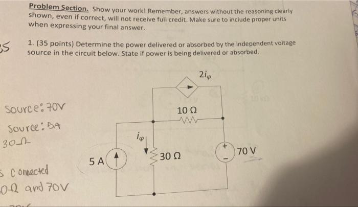 Problem Section Show Your Work Remember Answers Without The Reasoning Clearly Shown Even If Correct Will Not Receiv 1