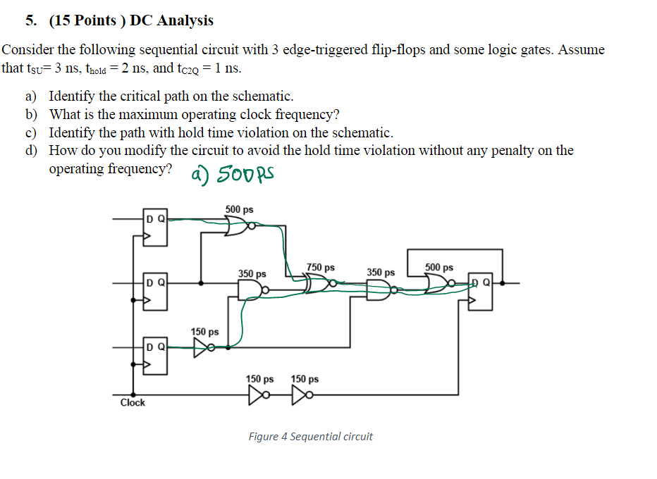 5 15 Points Dc Analysis Consider The Following Sequential Circuit With 3 Edge Triggered Flip Flops And Some Logic Ga 1