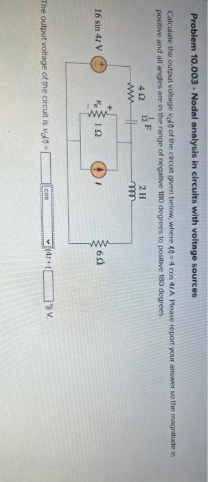 Problem 10 003 Nodal Analysis In Circuits With Voltage Sources Calculate The Output Voltage Vd Of The Circuit Given Be 1
