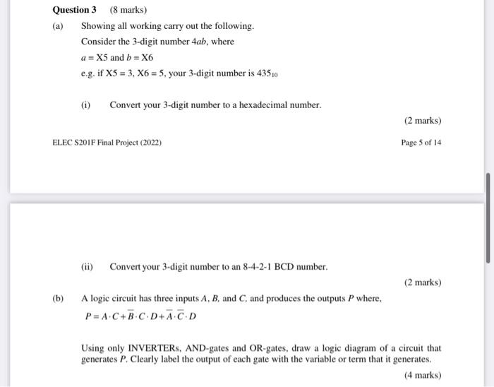 Question 3 8 Marks Showing All Working Carry Out The Following Consider The 3 Digit Number 4ab Where A X5 And B 1