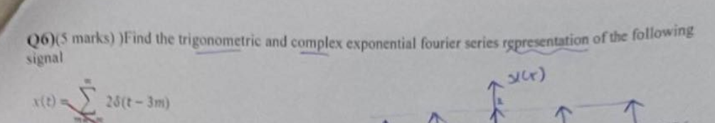 Qos Marks Find The Trigonometric And Complex Exponential Fourier Series Representation Of The Following Signal Vor 28 1