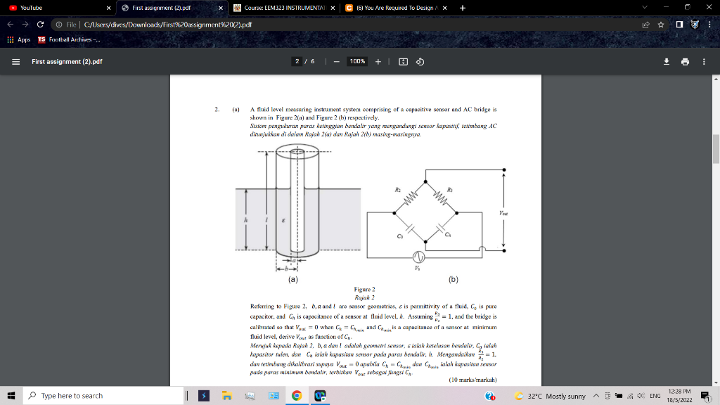 Youtube X First Assignment 2 Pdf 194 Course Eem323 Instrumentat X C 6 You Ne Required To Design X O File Ausers 1