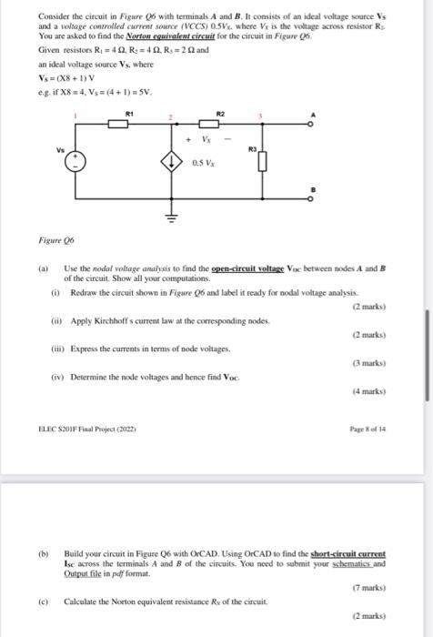 Consider The Circuit In Figure 6 With Terminals A And B It Consists Of An Ideal Voltage Source Vs And A Voltage Control 1