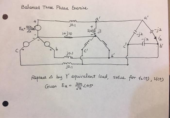 Balanced Three Phase Exercise A A Mm Jo L Eq 352 Vice Jz J1 I J10 Ja Www Ja 6 Ib C Joil J0 1 Replace A By Y 1